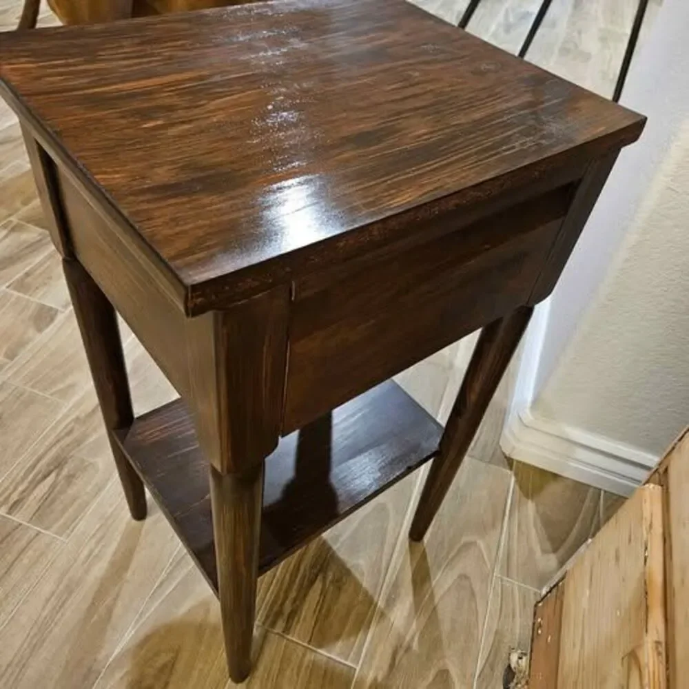 Vintage Wood Side Table with Drawer